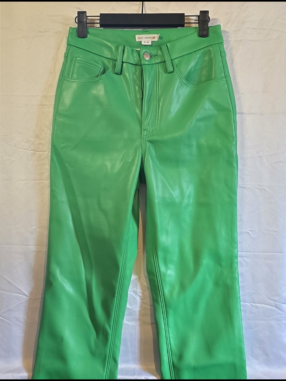 Good American Good Icon Faux Leather Straight Leg Pants Kelly Green Size 4 / 27